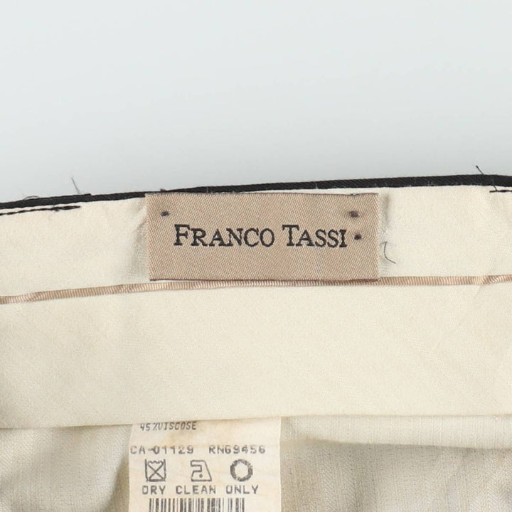 FRANCO TASSI Two-Pleat Slacks, Made in Canada, Men's Size W31 (approx.), Vintage polyester black type Vintage Second Hand