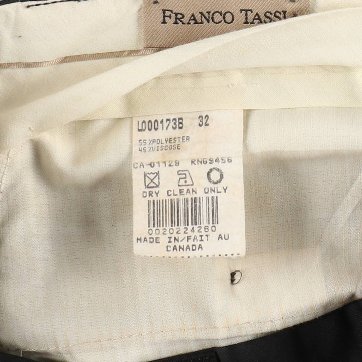 FRANCO TASSI Two-Pleat Slacks, Made in Canada, Men's Size W31 (approx.), Vintage polyester black type Vintage Second Hand