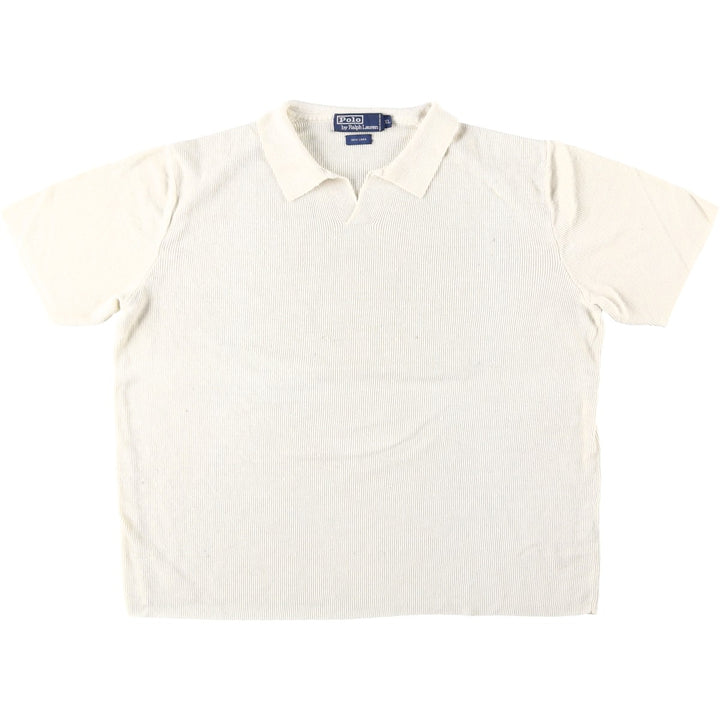 Ralph Lauren POLO by Ralph Lauren Open Collar Short Sleeve Polo Shirt, Men's Size XL (approx.) linen ivory Vintage Second Hand