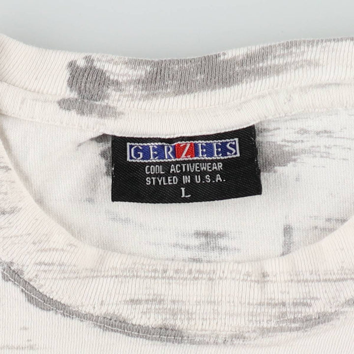 GERZEES BOB MARLEY All-over print band t-shirt (Men's size L) cotton white type Vintage Second Hand
