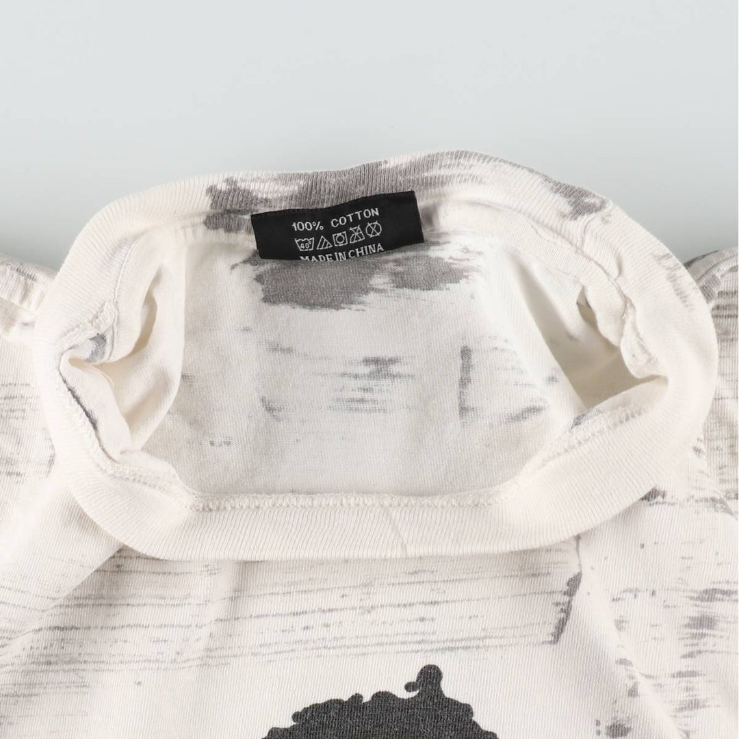 GERZEES BOB MARLEY All-over print band t-shirt (Men's size L) cotton white type Vintage Second Hand