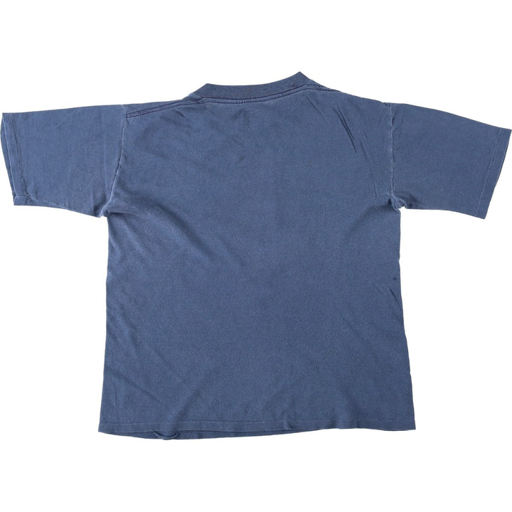 70s-80'S smile print T-shirt, men's size S equivalent, vintage. unclear blue type Vintage Second Hand