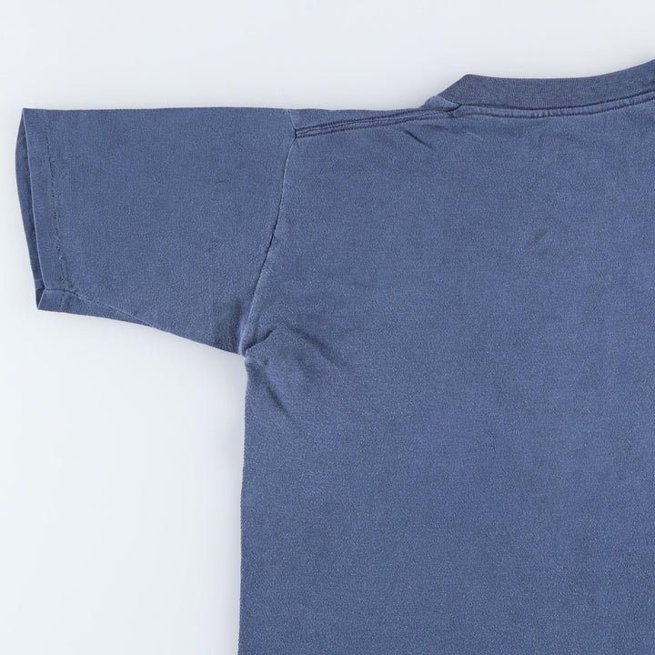 70s-80'S smile print T-shirt, men's size S equivalent, vintage. unclear blue type Vintage Second Hand