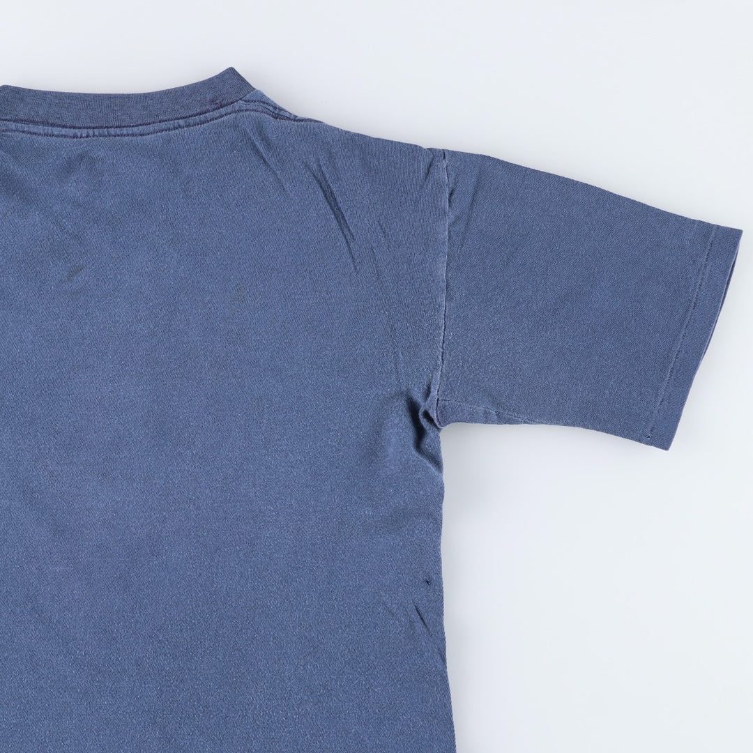 70s-80'S smile print T-shirt, men's size S equivalent, vintage. unclear blue type Vintage Second Hand