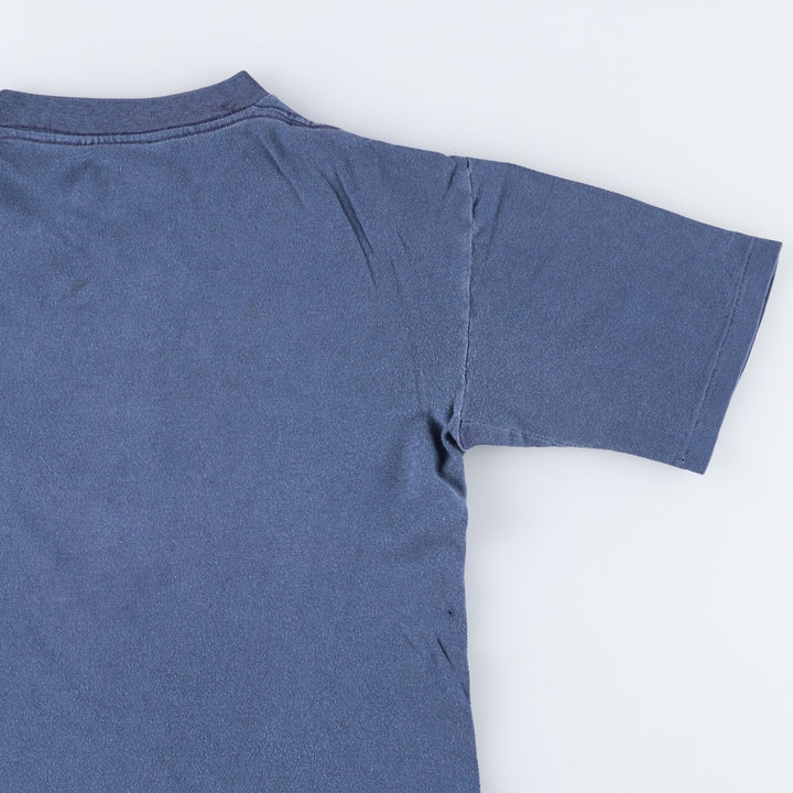 70s-80'S smile print T-shirt, men's size S equivalent, vintage. unclear blue type Vintage Second Hand