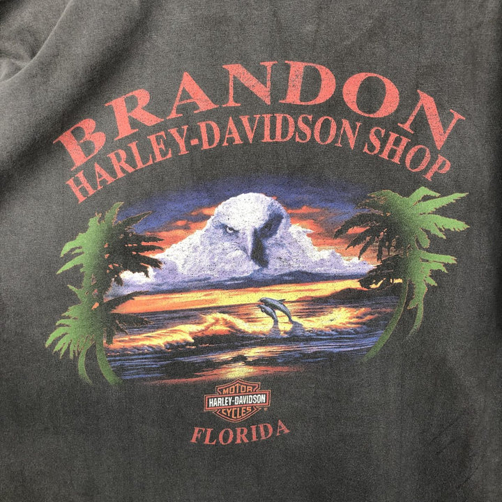 Harley-Davidson Eagle Pattern Stars and Stripes Motorcycle Bike T-shirt Men's Size L unclear black type Vintage Second Hand