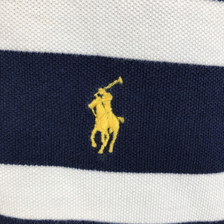 Ralph Lauren POLO by Ralph Lauren CUSTOM FIT Striped Pattern Short Sleeve Rugby Shirt, Men's Size L cotton navy blue type Vintage Second Hand