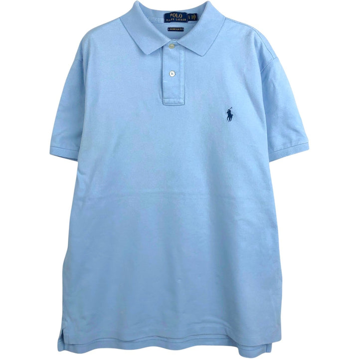 Ralph Lauren POLO RALPH LAUREN CUSTOM SLIM FIT short sleeve polo shirt, men's size L cotton Blue type light blue Vintage Second Hand