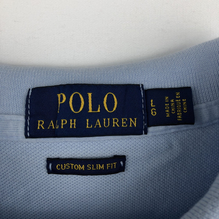 Ralph Lauren POLO RALPH LAUREN CUSTOM SLIM FIT short sleeve polo shirt, men's size L cotton Blue type light blue Vintage Second Hand