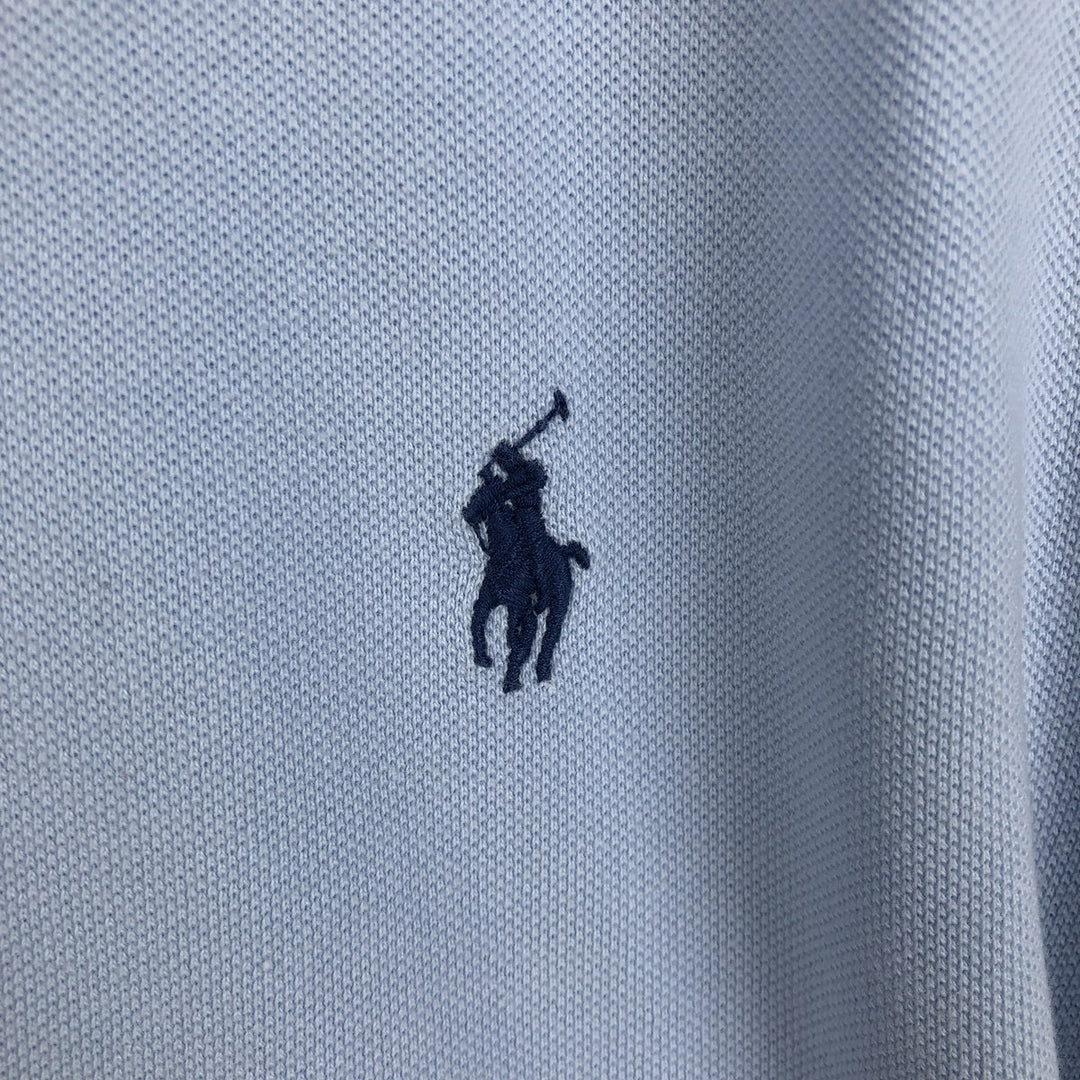 Ralph Lauren POLO RALPH LAUREN CUSTOM SLIM FIT short sleeve polo shirt, men's size L cotton Blue type light blue Vintage Second Hand