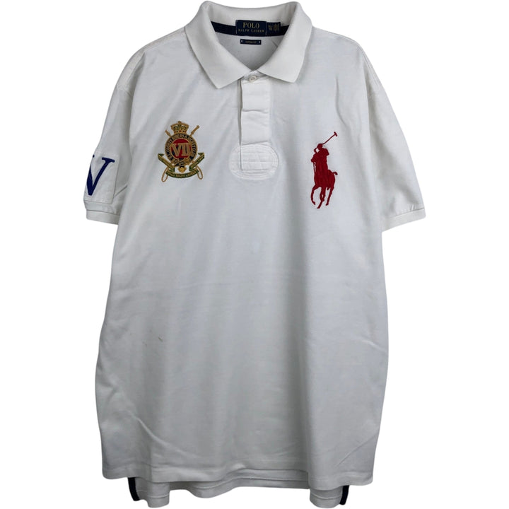 Ralph Lauren POLO RALPH LAUREN CUSTOM FIT Big Pony Short-Sleeve Rugby Shirt, Men's Size XL (approx.) cotton white type Vintage Second Hand