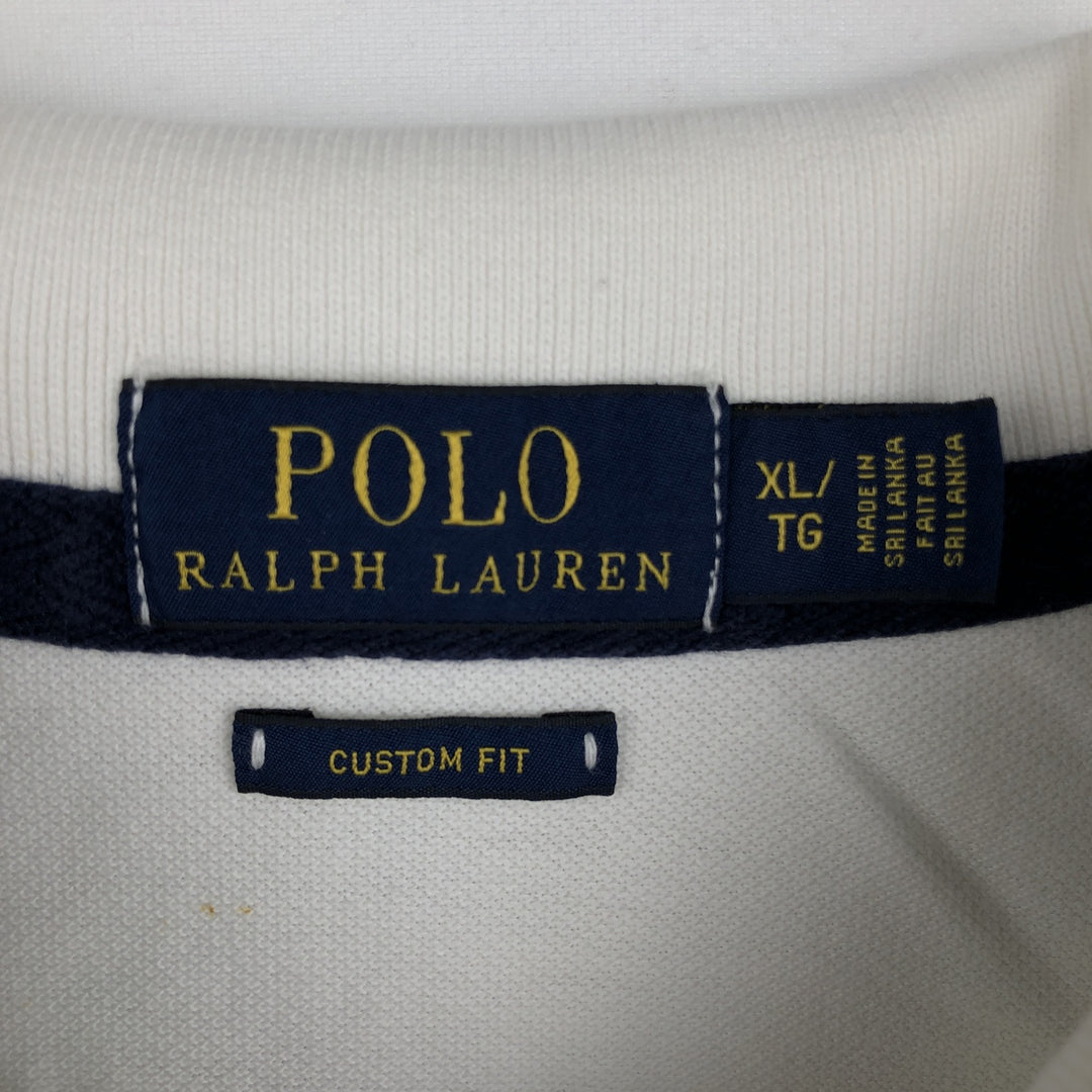Ralph Lauren POLO RALPH LAUREN CUSTOM FIT Big Pony Short-Sleeve Rugby Shirt, Men's Size XL (approx.) cotton white type Vintage Second Hand