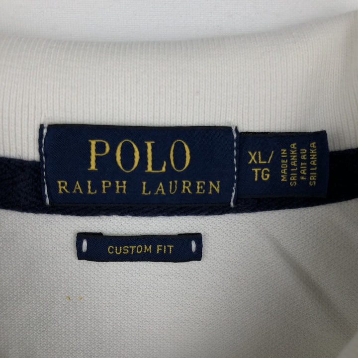 Ralph Lauren POLO RALPH LAUREN CUSTOM FIT Big Pony Short-Sleeve Rugby Shirt, Men's Size XL (approx.) cotton white type Vintage Second Hand