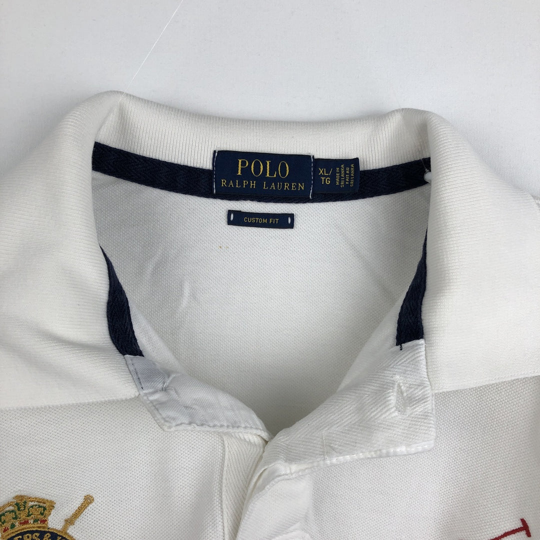 Ralph Lauren POLO RALPH LAUREN CUSTOM FIT Big Pony Short-Sleeve Rugby Shirt, Men's Size XL (approx.) cotton white type Vintage Second Hand