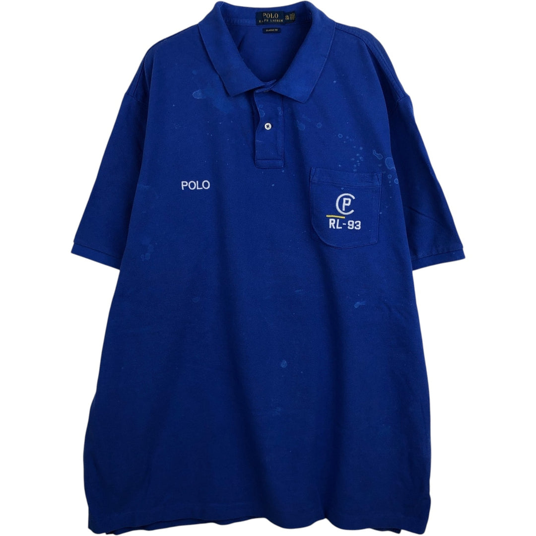 Ralph Lauren POLO RALPH LAUREN CLASSIC FIT short sleeve polo shirt men's XXL equivalent cotton blue type Vintage Second Hand