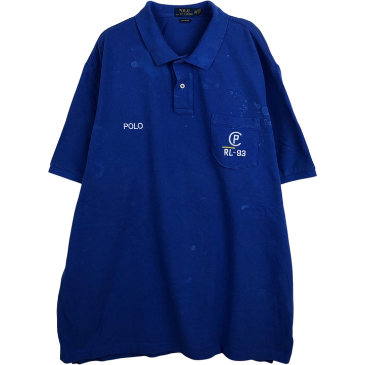 Ralph Lauren POLO RALPH LAUREN CLASSIC FIT short sleeve polo shirt men's XXL equivalent cotton blue type Vintage Second Hand