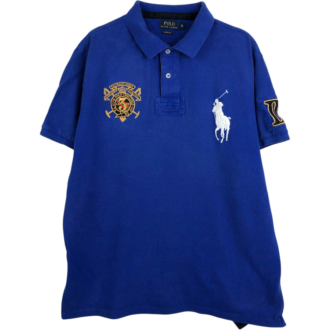Ralph Lauren POLO RALPH LAUREN CUSTOM FIT Big Pony Short Sleeve Polo Shirt Men's XL cotton blue type Vintage Second Hand