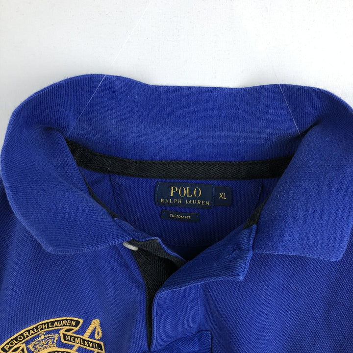 Ralph Lauren POLO RALPH LAUREN CUSTOM FIT Big Pony Short Sleeve Polo Shirt Men's XL cotton blue type Vintage Second Hand
