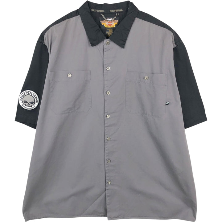 Harley-Davidson Short Sleeve Work Shirt Box Shirt Men's XXL cotton Charcoal Vintage Second Hand