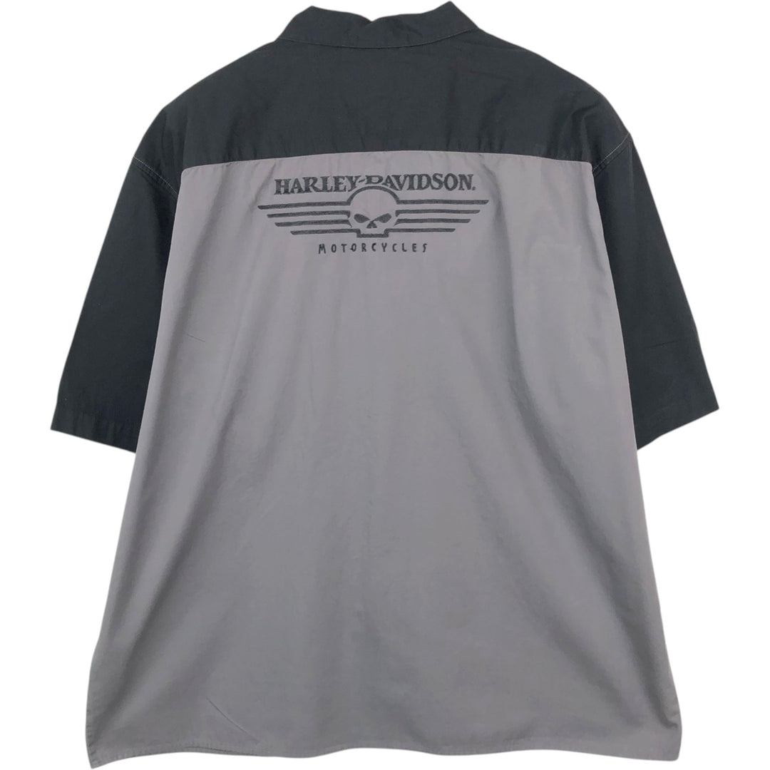 Harley-Davidson Short Sleeve Work Shirt Box Shirt Men's XXL cotton Charcoal Vintage Second Hand