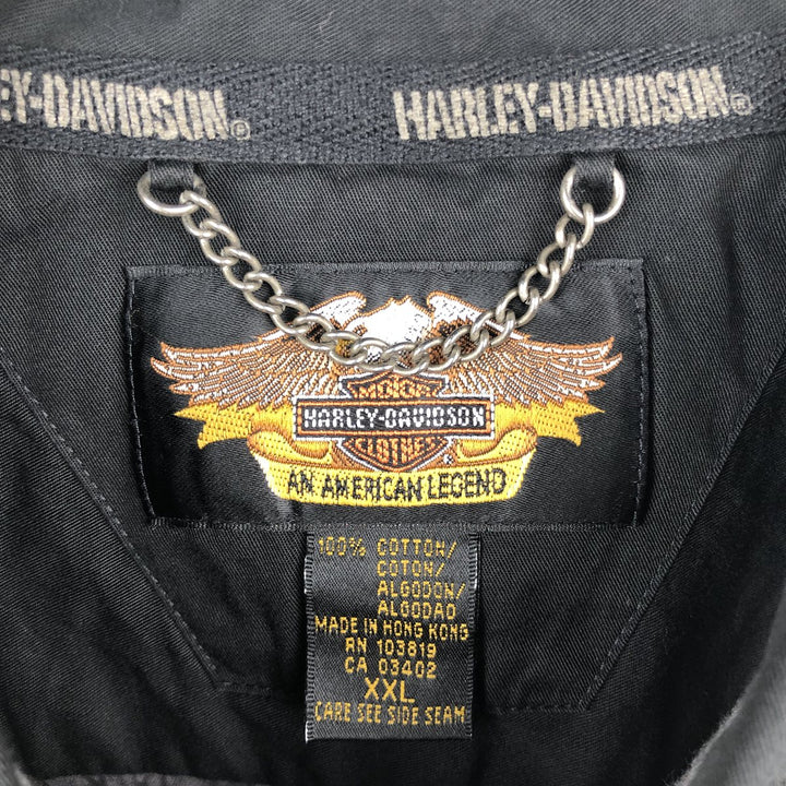 Harley-Davidson Short Sleeve Work Shirt Box Shirt Men's XXL cotton Charcoal Vintage Second Hand