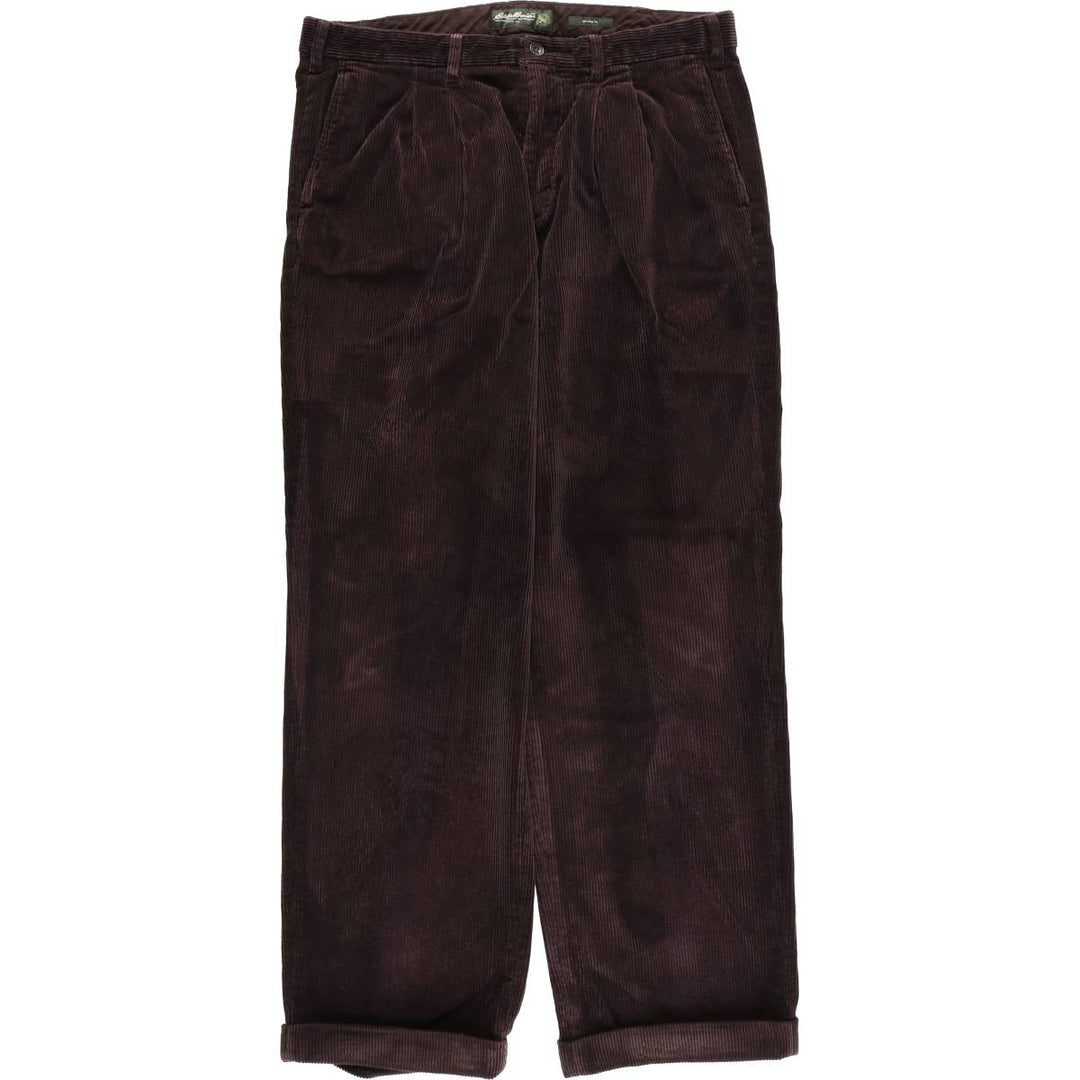Eddie Bauer Relaxed Fit Two-Pleated Corduroy Pants, Men's, Size 37 cotton purple type Vintage Second Hand