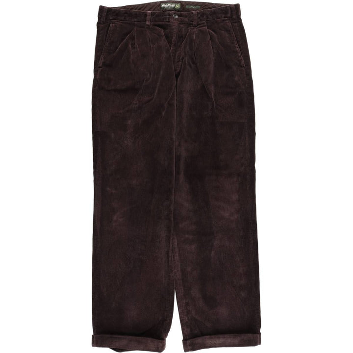 Eddie Bauer Relaxed Fit Two-Pleated Corduroy Pants, Men's, Size 37 cotton purple type Vintage Second Hand