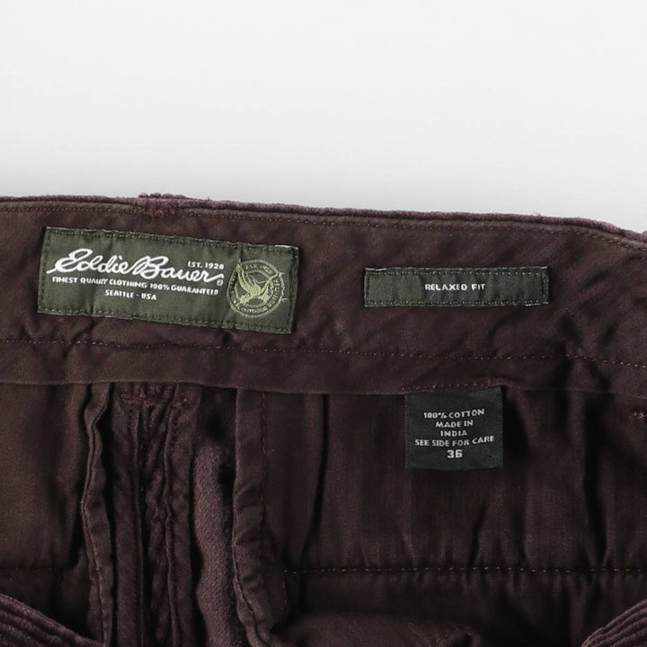 Eddie Bauer Relaxed Fit Two-Pleated Corduroy Pants, Men's, Size 37 cotton purple type Vintage Second Hand