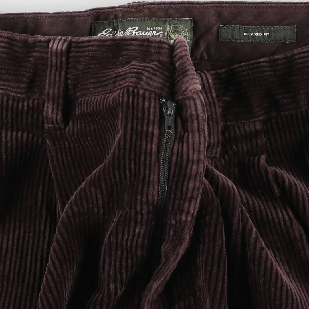 Eddie Bauer Relaxed Fit Two-Pleated Corduroy Pants, Men's, Size 37 cotton purple type Vintage Second Hand