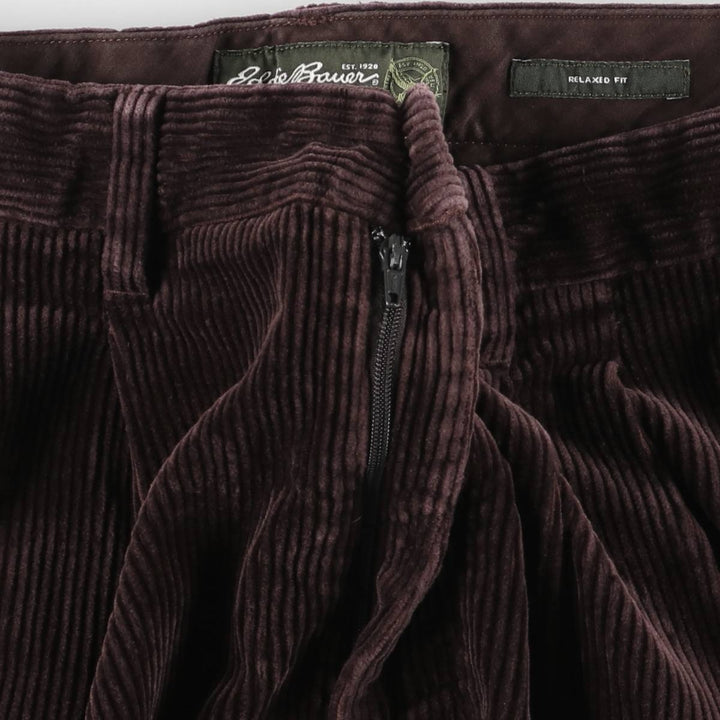 Eddie Bauer Relaxed Fit Two-Pleated Corduroy Pants, Men's, Size 37 cotton purple type Vintage Second Hand