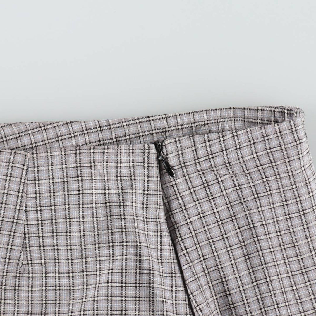 Tanya Check Pattern Cotton Tight Mini Skirt (Women's Size L) cotton gray type Vintage Second Hand