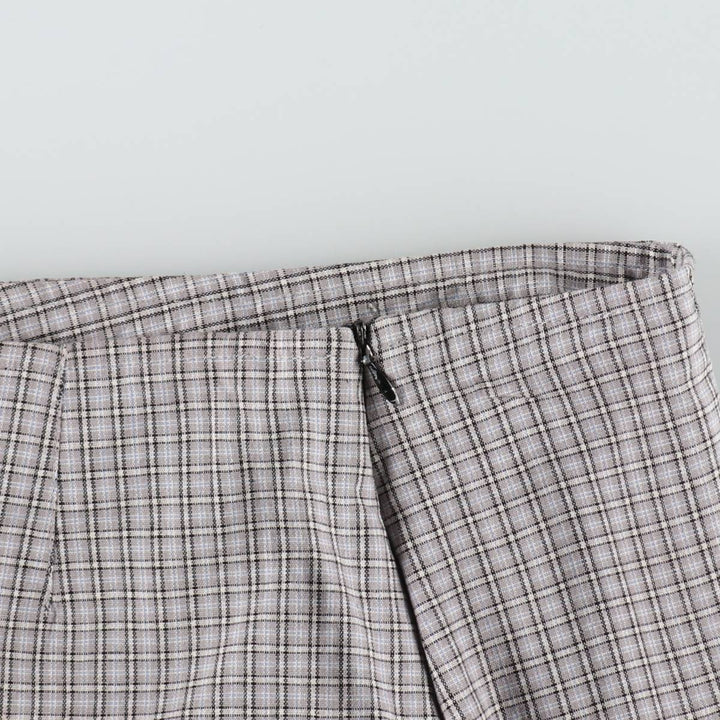 Tanya Check Pattern Cotton Tight Mini Skirt (Women's Size L) cotton gray type Vintage Second Hand