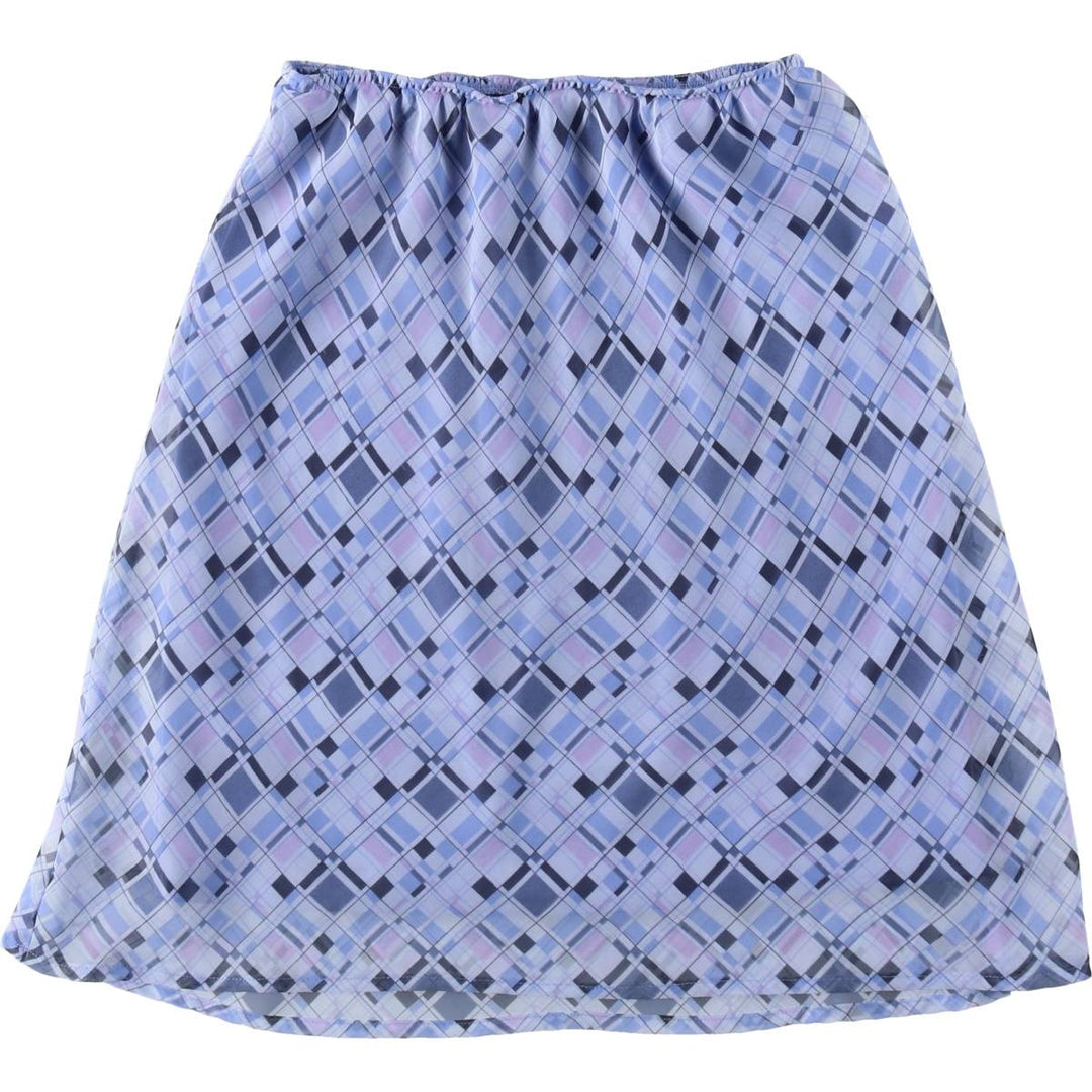Check Pattern Half-Length A-Line Skirt, Women's Size S (approx.) polyester blue type Vintage Second Hand
