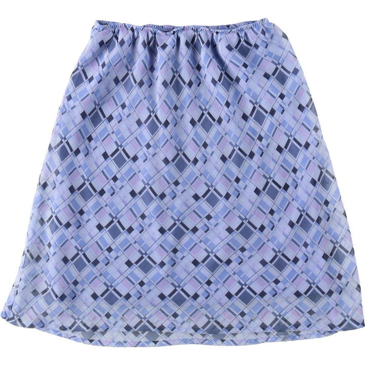 Check Pattern Half-Length A-Line Skirt, Women's Size S (approx.) polyester blue type Vintage Second Hand