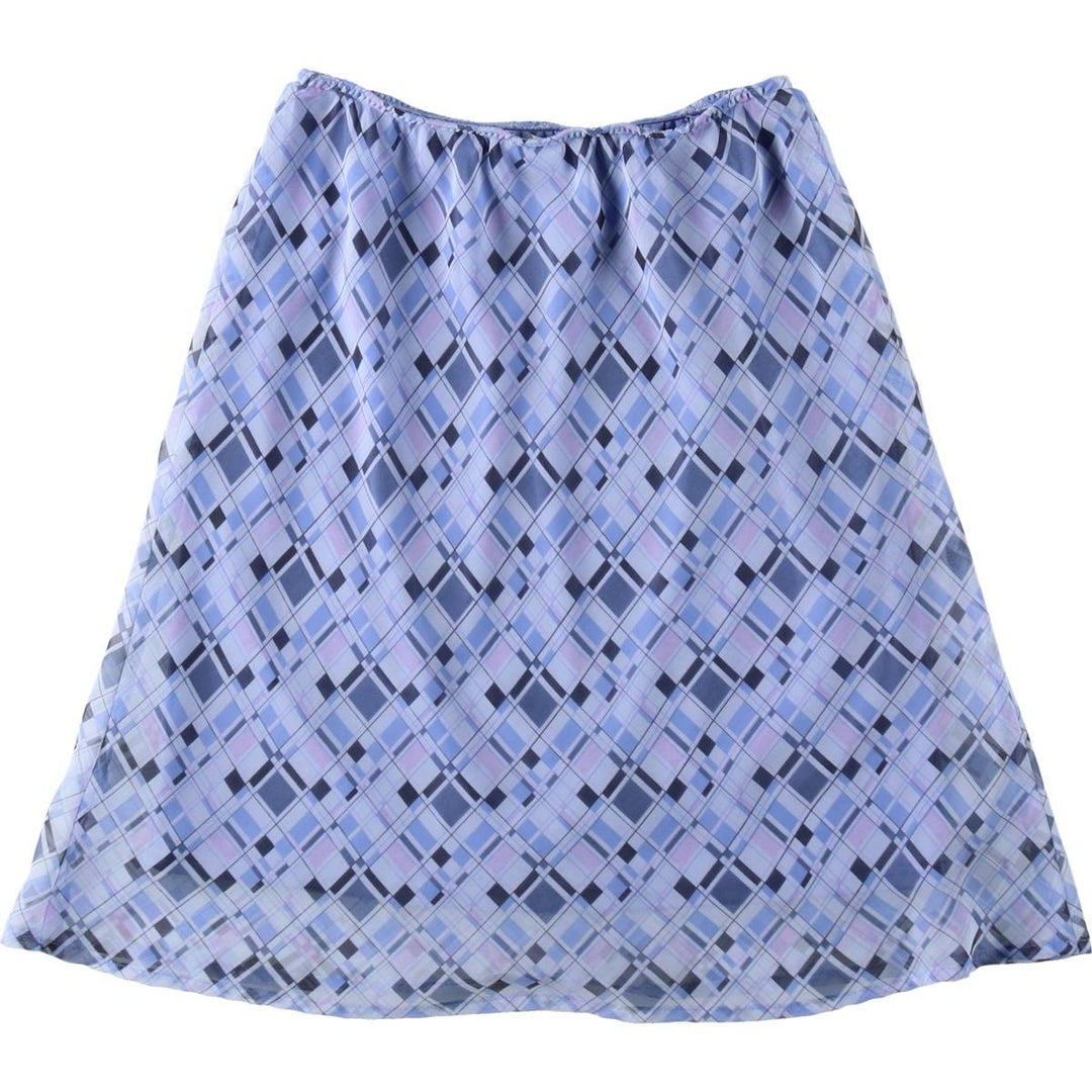 Check Pattern Half-Length A-Line Skirt, Women's Size S (approx.) polyester blue type Vintage Second Hand