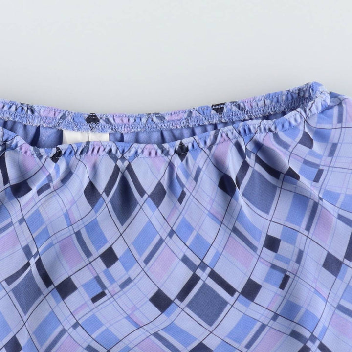 Check Pattern Half-Length A-Line Skirt, Women's Size S (approx.) polyester blue type Vintage Second Hand