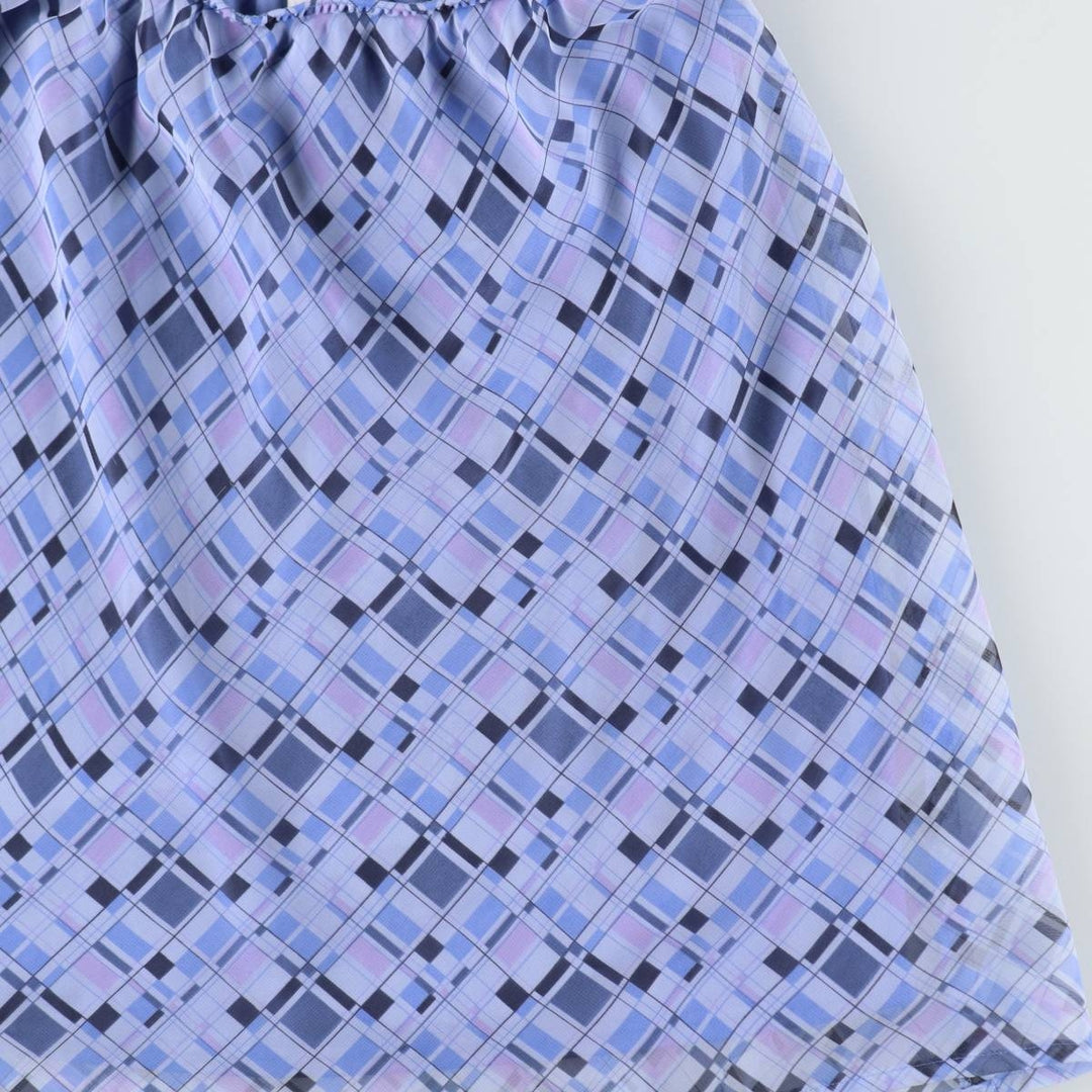Check Pattern Half-Length A-Line Skirt, Women's Size S (approx.) polyester blue type Vintage Second Hand