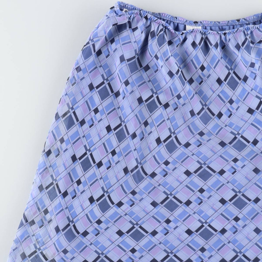 Check Pattern Half-Length A-Line Skirt, Women's Size S (approx.) polyester blue type Vintage Second Hand
