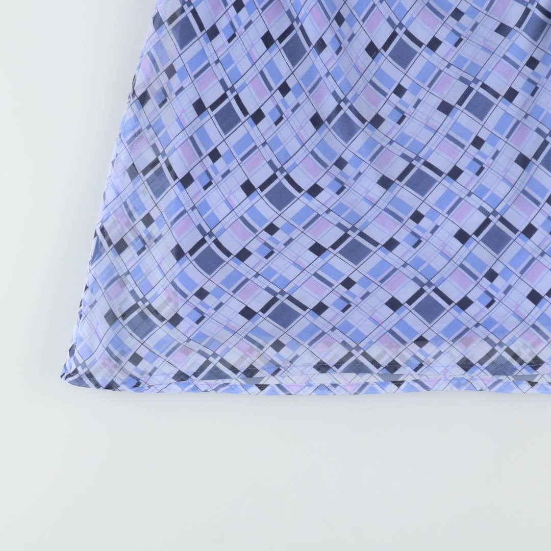 Check Pattern Half-Length A-Line Skirt, Women's Size S (approx.) polyester blue type Vintage Second Hand