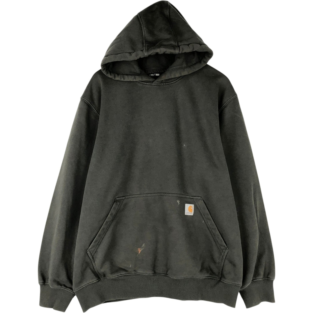 Carhartt Loose Fit Sweat Pullover Hoodie, Men's L size cotton Khaki type Vintage Second Hand