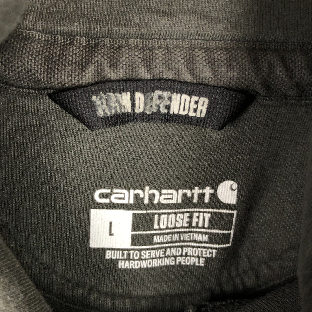 Carhartt Loose Fit Sweat Pullover Hoodie, Men's L size cotton Khaki type Vintage Second Hand