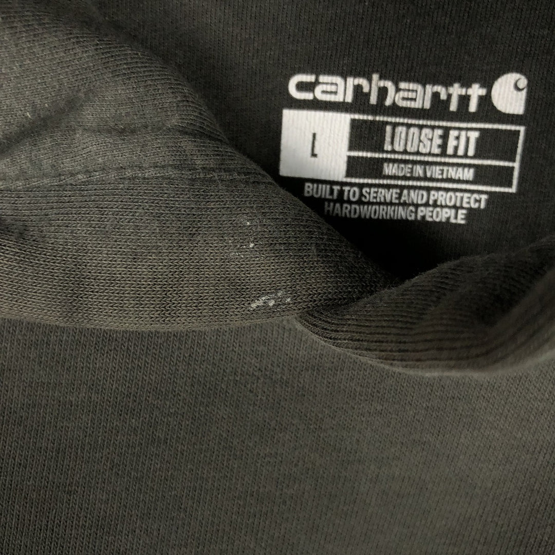 Carhartt Loose Fit Sweat Pullover Hoodie, Men's L size cotton Khaki type Vintage Second Hand