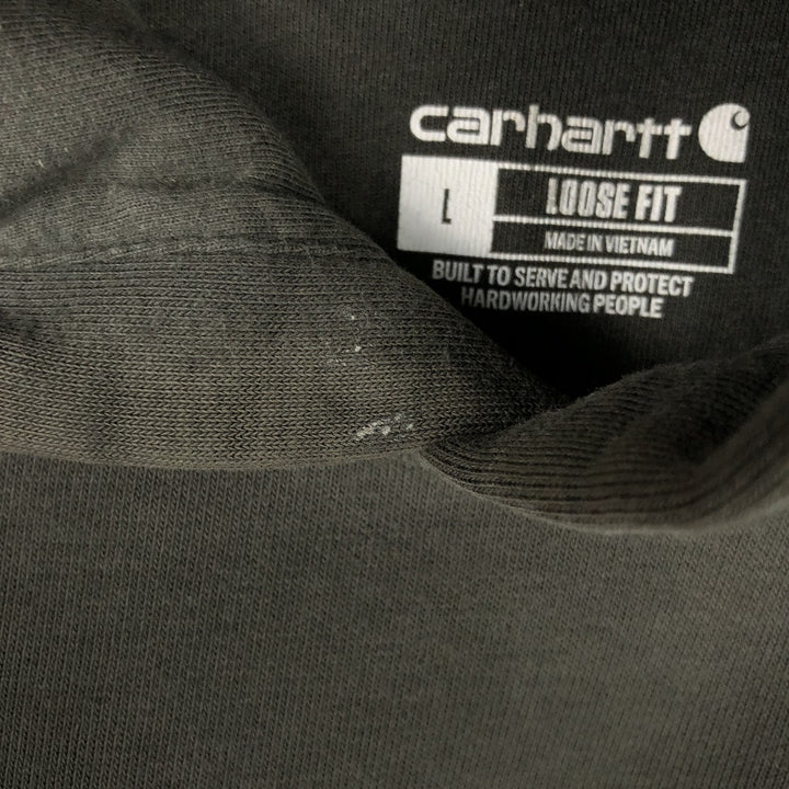 Carhartt Loose Fit Sweat Pullover Hoodie, Men's L size cotton Khaki type Vintage Second Hand