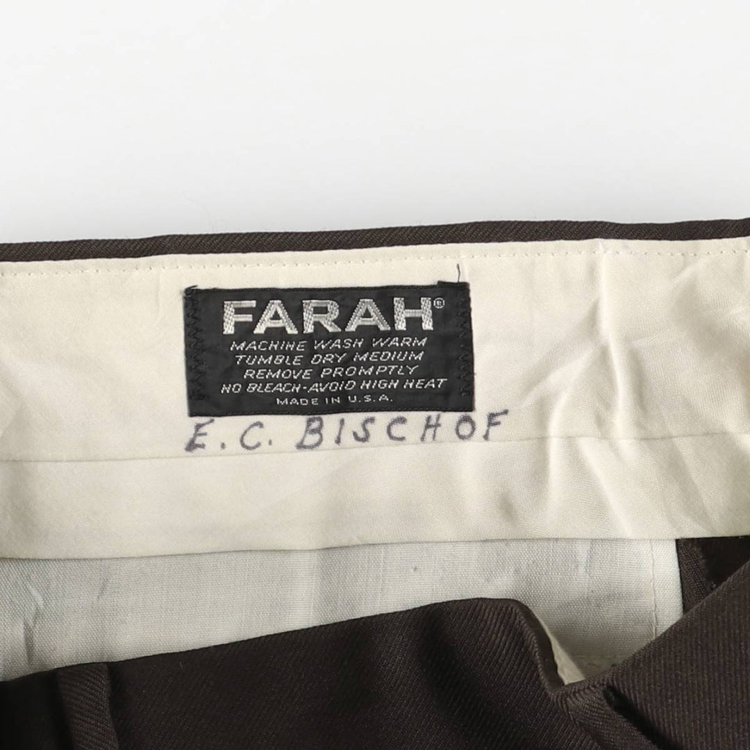 Farah Vintage Men's Slacks, Made in USA, Size W34 unclear brown type Vintage Second Hand