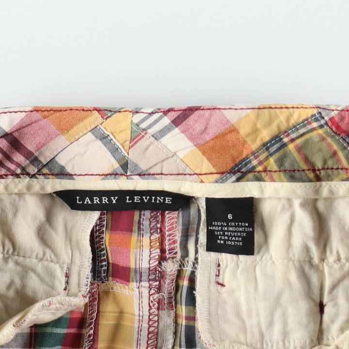LARRY LEVINE Check Pattern Patchwork Cotton Tight Mini Skirt (Women's XL equivalent) cotton red type Vintage Second Hand