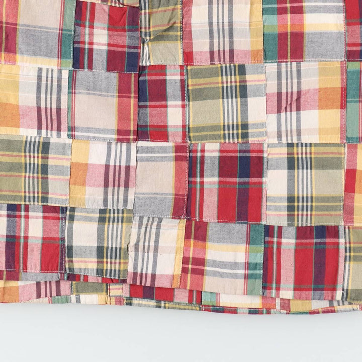 LARRY LEVINE Check Pattern Patchwork Cotton Tight Mini Skirt (Women's XL equivalent) cotton red type Vintage Second Hand