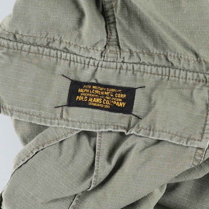 2000'S Ralph Lauren Polo Jeans Company ripstop cargo shorts, men's size W37 cotton green type Vintage Second Hand