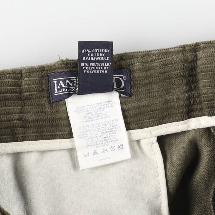 Vintage 80s-90'S LANDS' END wide-ribbed corduroy pants, two-pleat, made in the USA, men's size W36. cotton Khaki type Vintage Second Hand