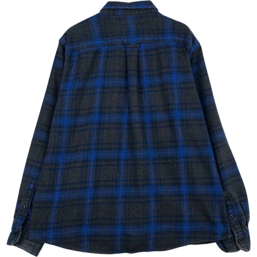 ORVIS Long Sleeve Heavy Flannel Check Shirt, Men's XL cotton navy blue type Vintage Second Hand