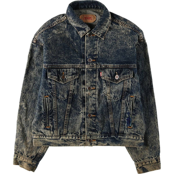 1990'S Levi's 70508-0227 Chemical Wash Denim Jacket, Made in USA, Women's Size S (Equivalent), Vintage cotton navy blue type Vintage Second Hand